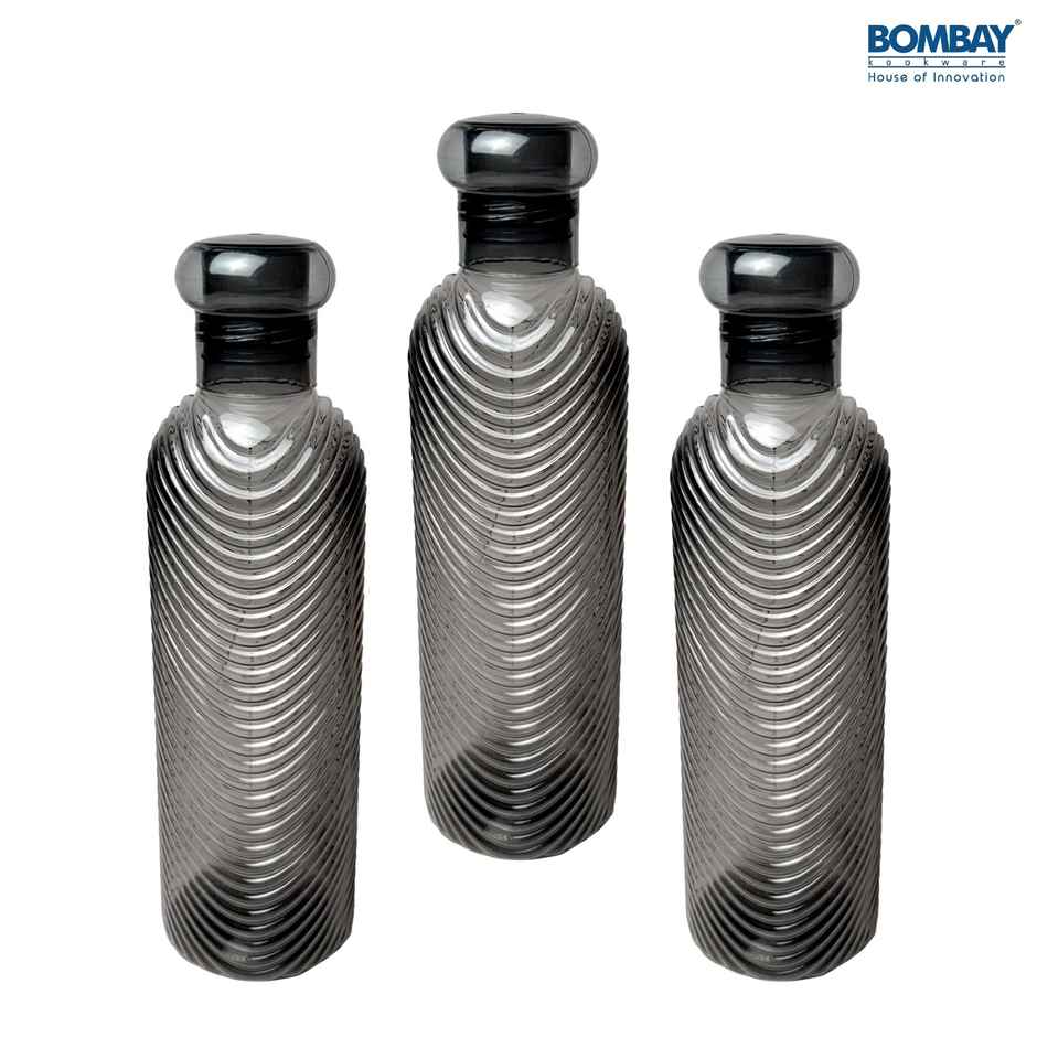 H2O BPA-free Plastic Water Bottle | Set of 3 pcs | Each 1000 ml | Black
