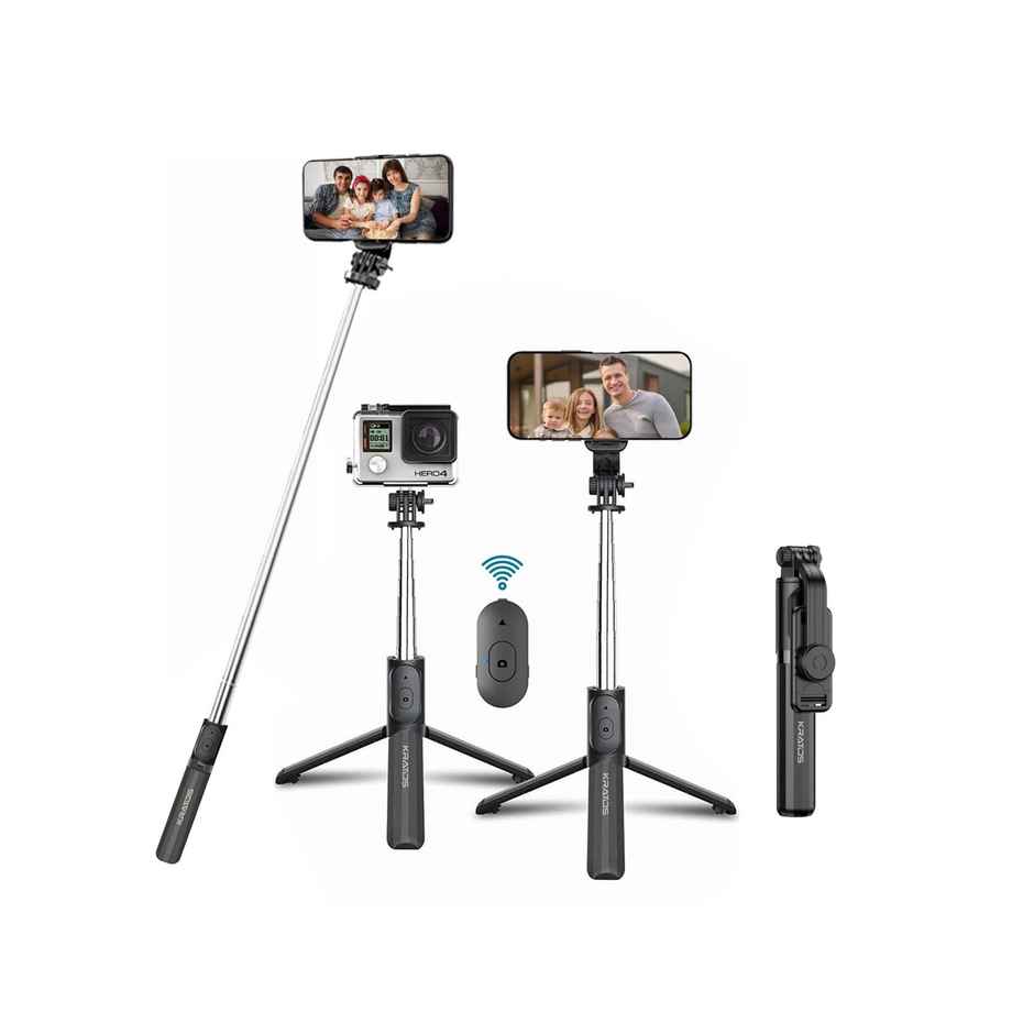 Kratos 100 cms Extendable Selfie Stick with Tripod Stand for mobile / action camera