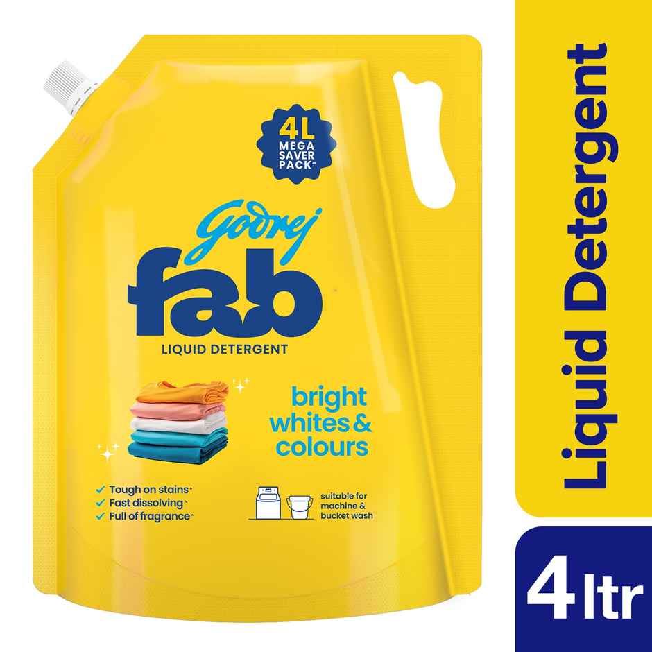 Godrej Fab Machine & Hand Wash Detergent Liquid Refill Pouch (950ml) & Godrej Fab Liquid Detergent Refill Pouch For Machine (4L) Combo