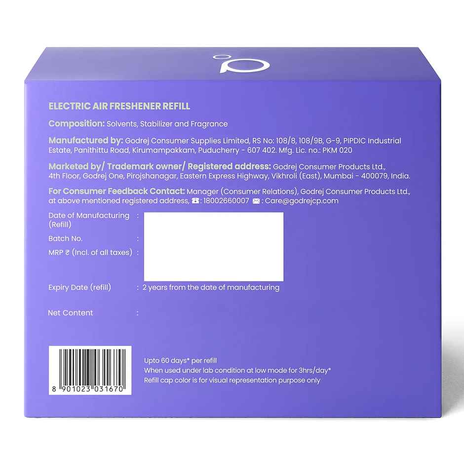 Godrej aer Plug Electric Air Freshener | 2 Refills | Violet Bloom