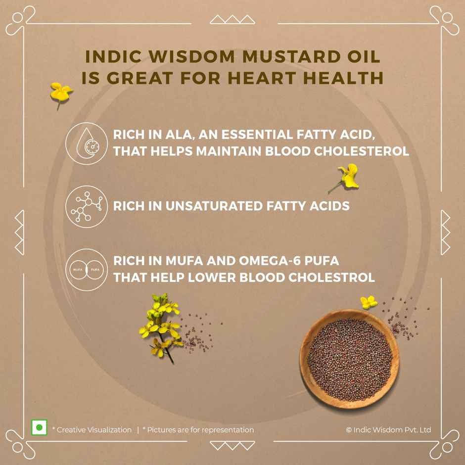 INDIC WISDOM Cold Pressed Mustard Oil | Pure & Unrefined Sarson Oil