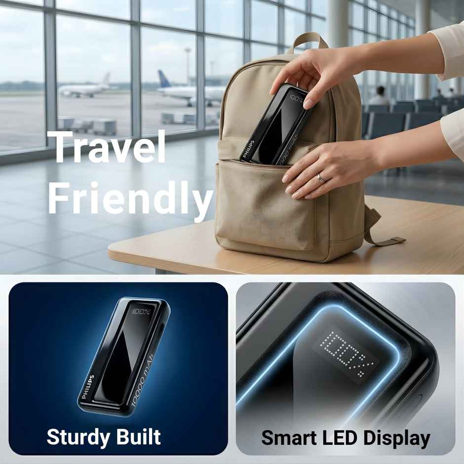 Philips DLP1711NB/94 10000mAh 22.5W Max Fast Charging Power Bank with Digital LED Display