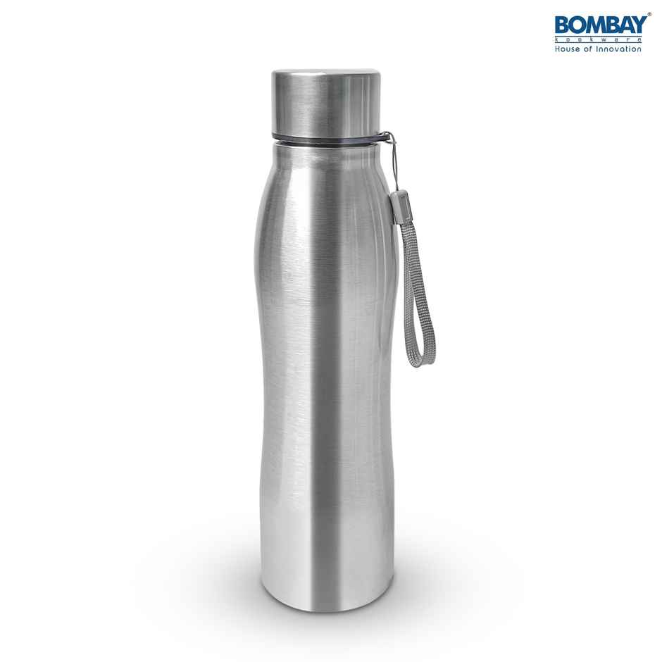 Bombay Kookware Stainless Steel Round Water Bottle Single Wall | Silver | 1 L