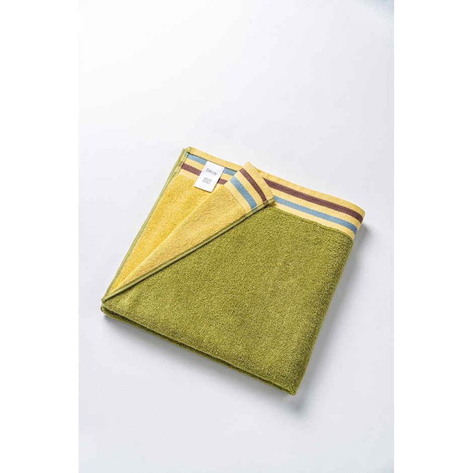 DDECOR Yarn Dyed Sporty Look 500 GSM Bath Towel | 100% Cotton - Green