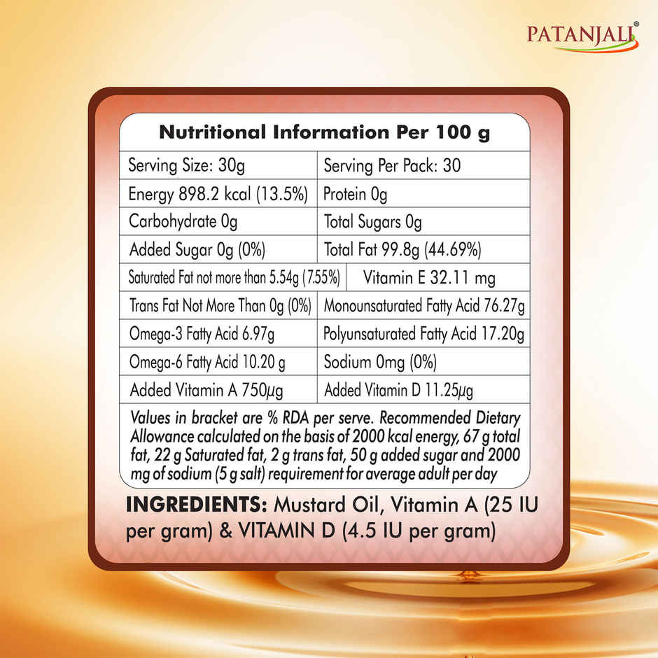 Patanjali Kachi Ghani (Cold Pressed) Mustard Oil - Sarson Ka Tel