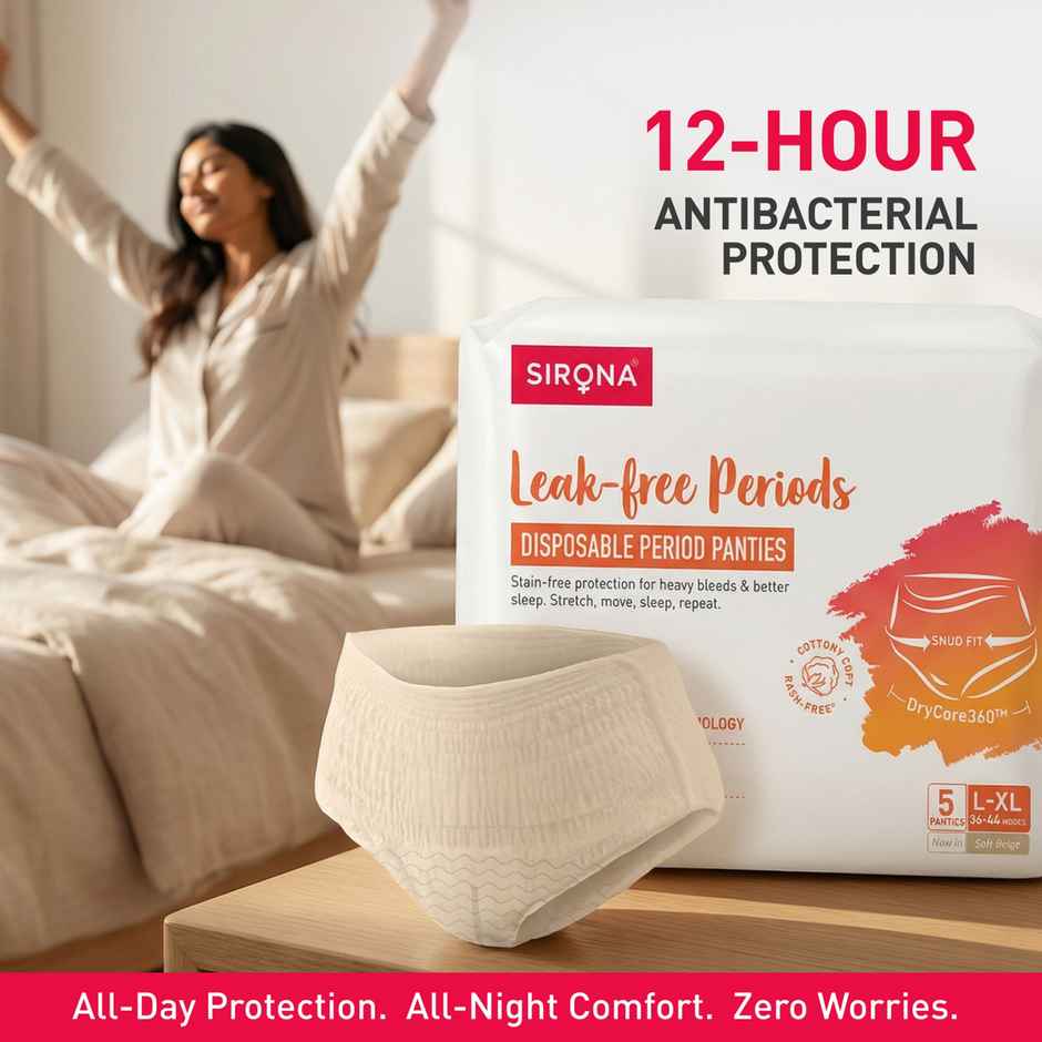 Sirona Disposable Period Panties L-XL, 5x More Absorption, 100% Rash Free, Leak-Proof Combo