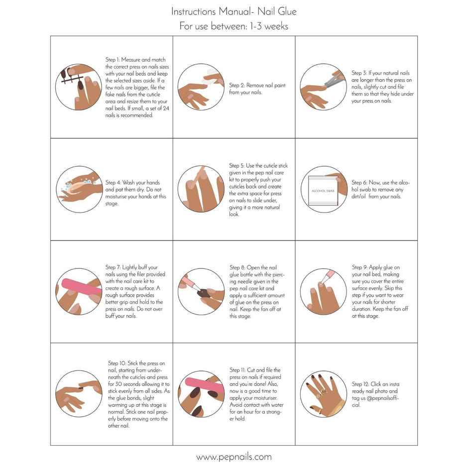 Pep Nails | Red | Glitter | Hand Nails | Round | Glossy Glitter Press On Nails | 24 Nail Tips