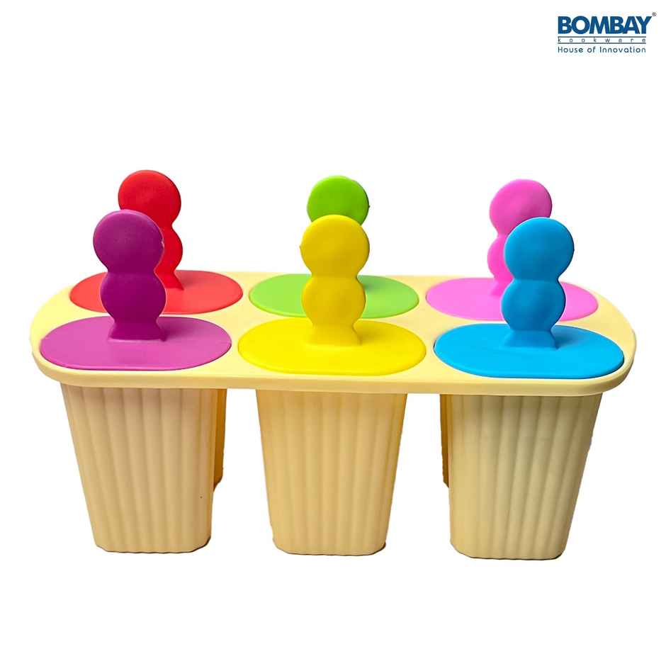 Bombay Kookware Manual Ice Cream Maker | 6 Popsicles Yellow Colour Base
