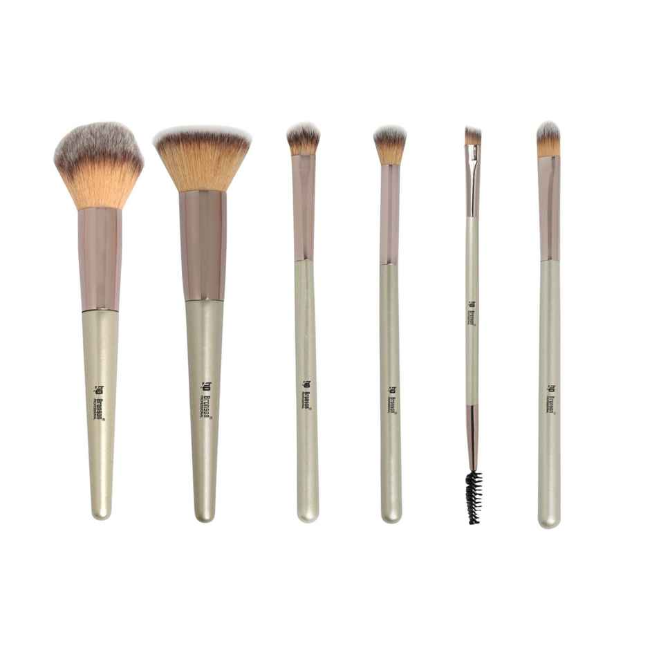 Bronson Professional Face & Eye Brush Set of 6 with Synthetic Fibres and Easy Blending For Cream