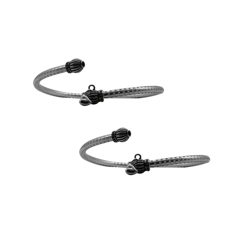 Teejh Teejh Circular Silver Oxidized Charm Anklets