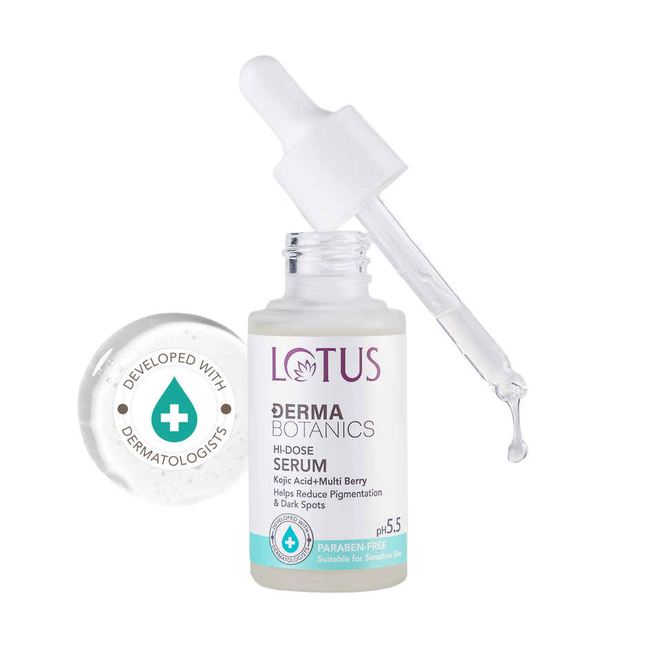 Lotus DermaBotanics Kojic Acid + Multi Berry Hi-Dose Serum | Calms Redness