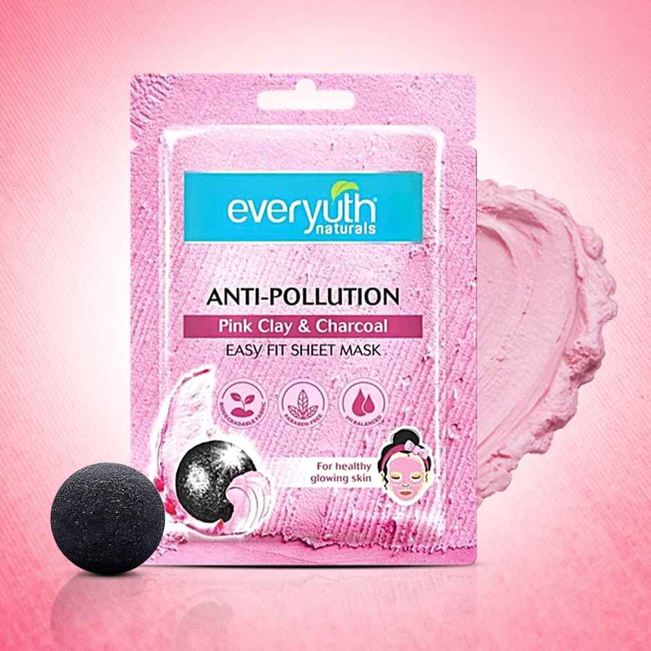 Everyuth Naturals Anti Pollution Pink Clay | Charcoal Sheet Mask
