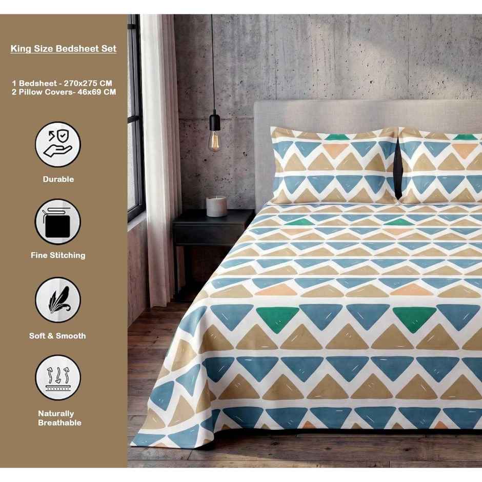 Dream Living 135 GSM King Bedsheet Set |250 x 275 cm| With 2 Pillow Covers
