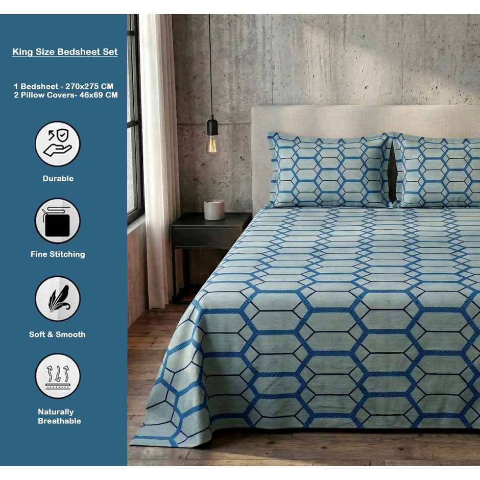 Dream Living 135 GSM King Bedsheet Set |250 x 275 cm| With 2 Pillow Covers
