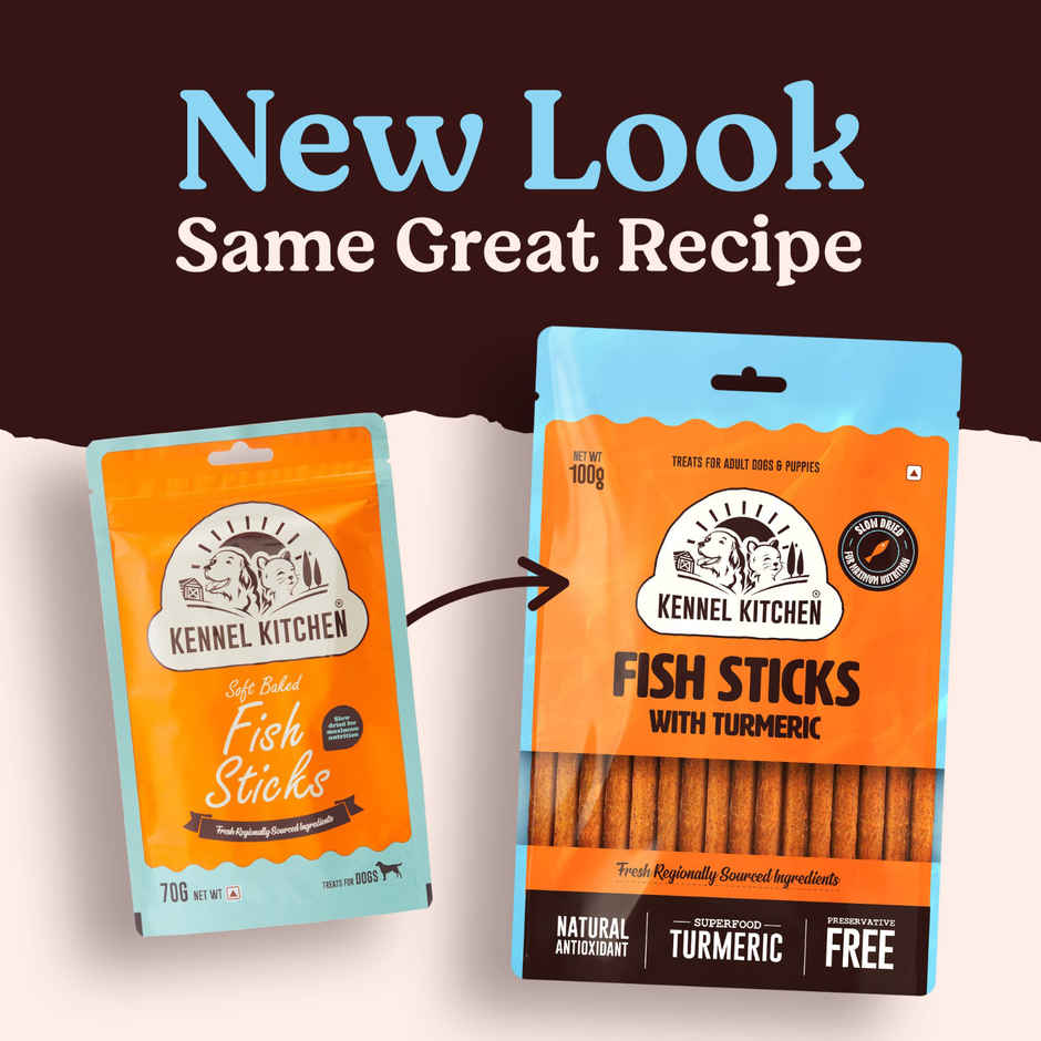 Kennel Kitchen Soft Baked Fish Sticks with Turmeric Treats for Dogs