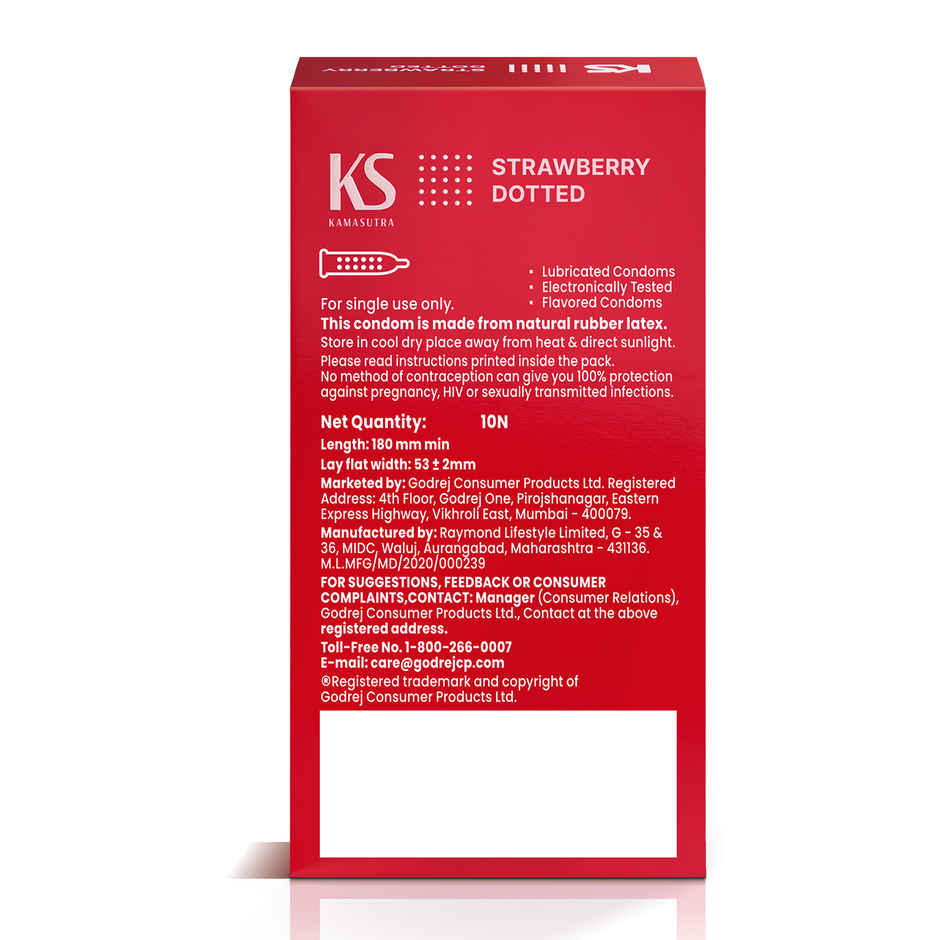 KamaSutra Extra Dotted Strawberry Condoms for Men | Pack of 10