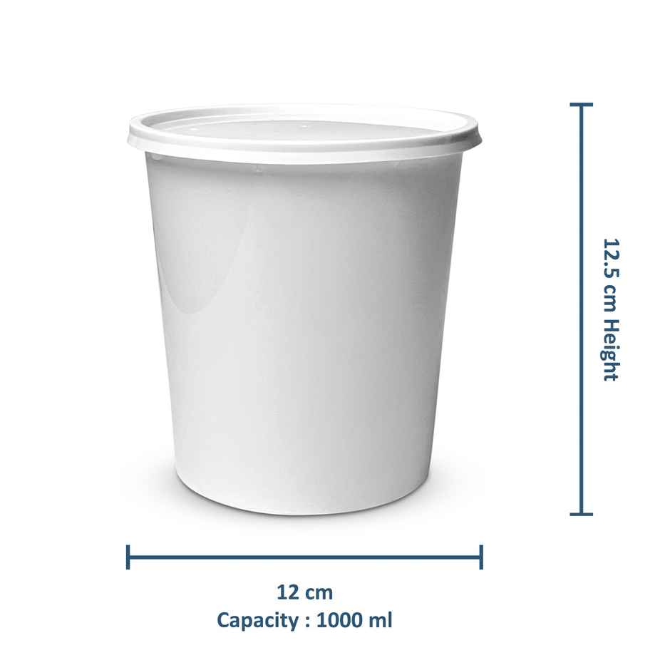 CREW4 Seal Reusable Plastic Containers with Lids for Food Storage | White - 1 L