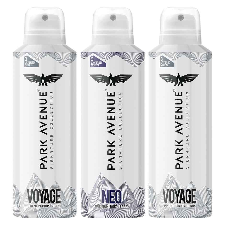 Park Avenue Signature Collection Pemium Body Spray For Men 2 Voyage + 1 Neo Fragrance - (Pack Of 3)