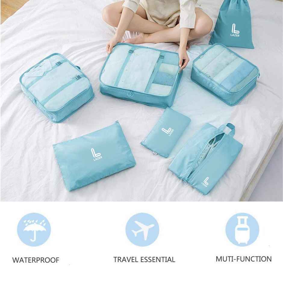 Lazer Polyester Travel Organizer Bag Set Light Blue
