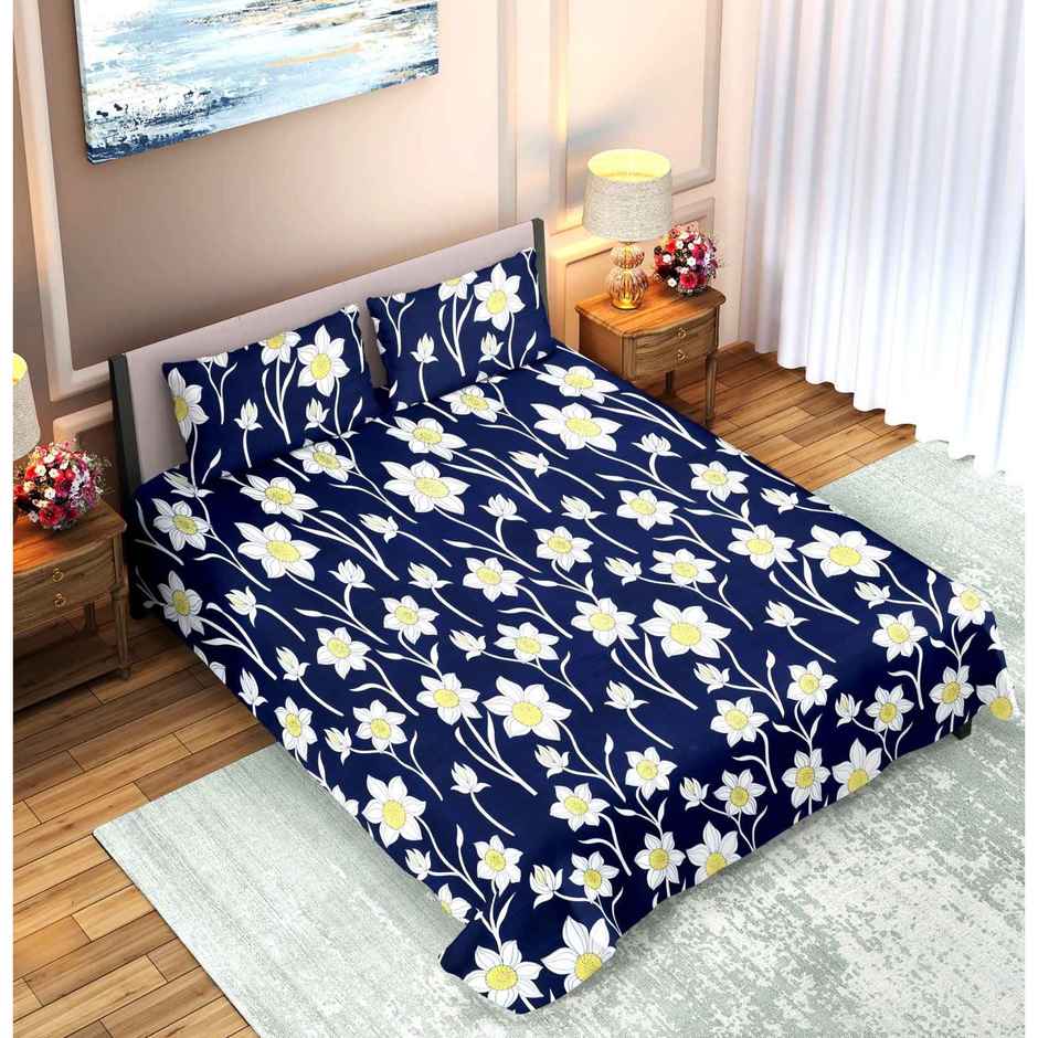 Dream Living Double Bedsheet Set | Navy 210 X 220 cm