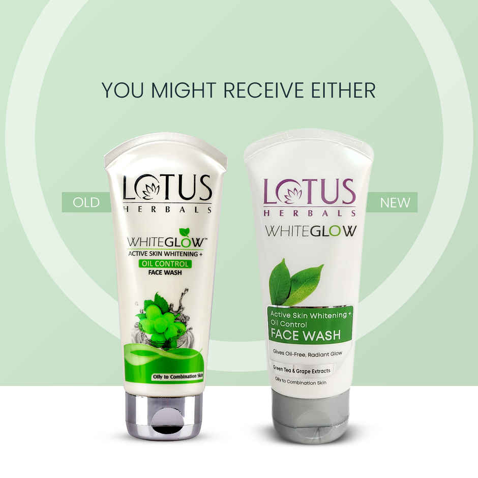 Lotus Herbals Whiteglow Active Skin Whitening & Oil Control Face Wash With Green Tea Extract Brightens Skin For All Skin Types