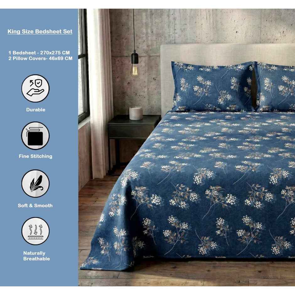 Dream Living 135 GSM King Bedsheet Set |250 x 275 cm| With 2 Pillow Covers
