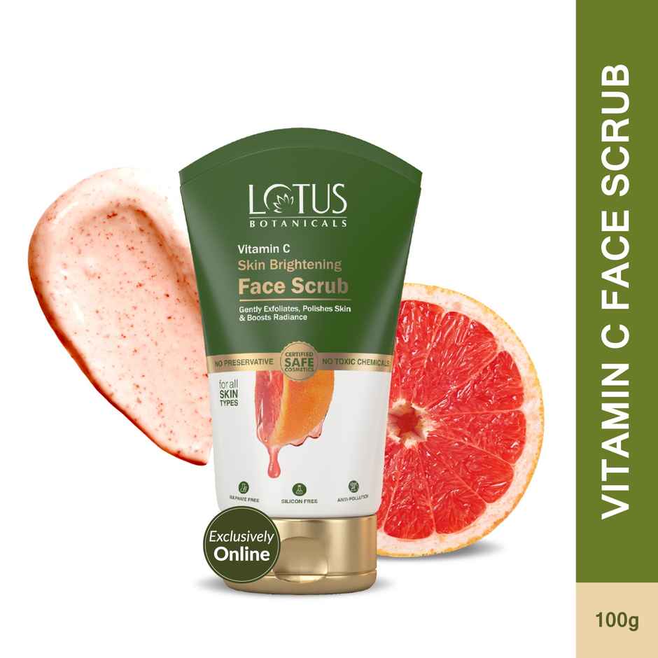 Lotus Botanicals Skin Brightening Face Scrub Vitamin C Sulphate Silicon & Chemical Free All Skin Types