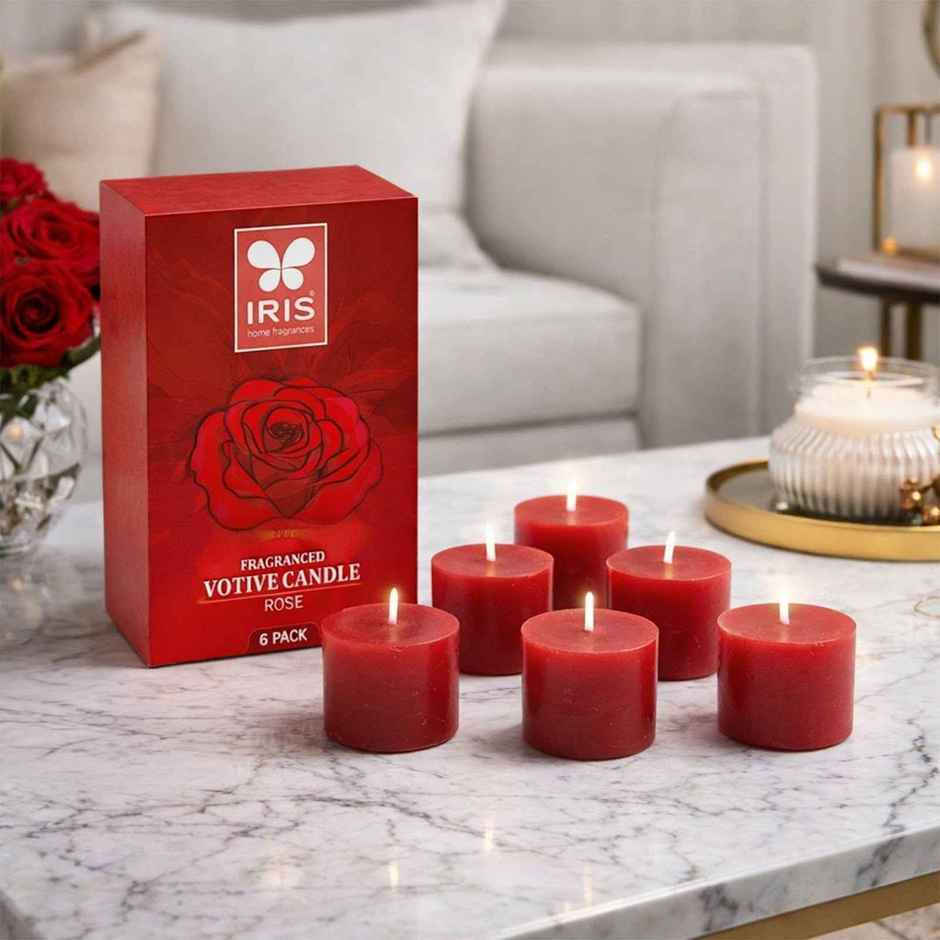 IRIS Rose Fragranced Votive Candle | Red