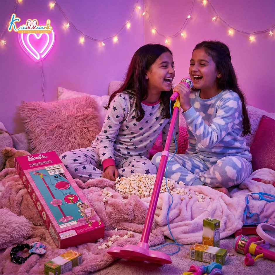Kriiddaank Barbie Kids Microphone With Adjustable Stand MP3, Mic & Speaker Connection -106 cm