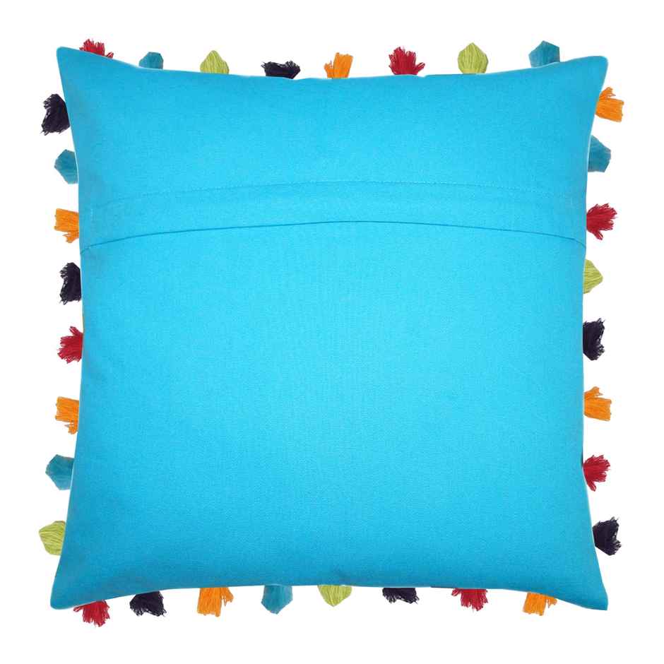 Lushomes Cushion Cover - Blue | Cushion Covers with Tassels | 24 x 24 inch