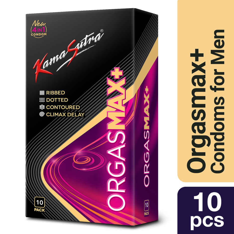 Kama Sutra Orgasmax+ Condoms(10pc) & Kama Sutra Personal Lube Strawberry(50ml) Combo