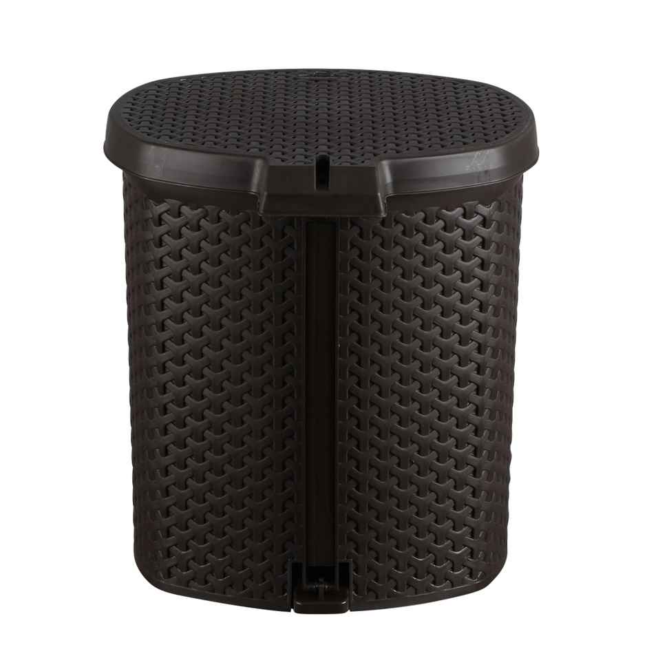 Kolorr Magnum 6 Litres Dustbin With Lid Plastic Pedal Bin With Inner Bucket For Home - Dark Brown