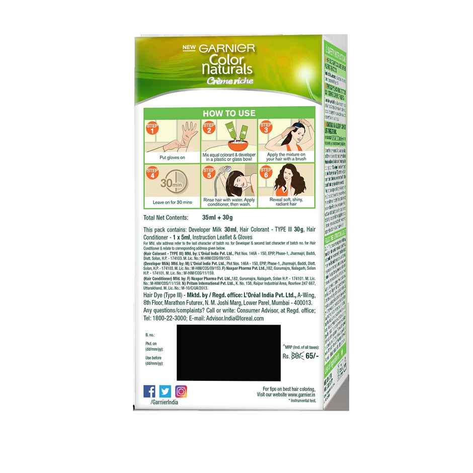 Garnier Colour Naturals Hair Colour - 1 Natural Black