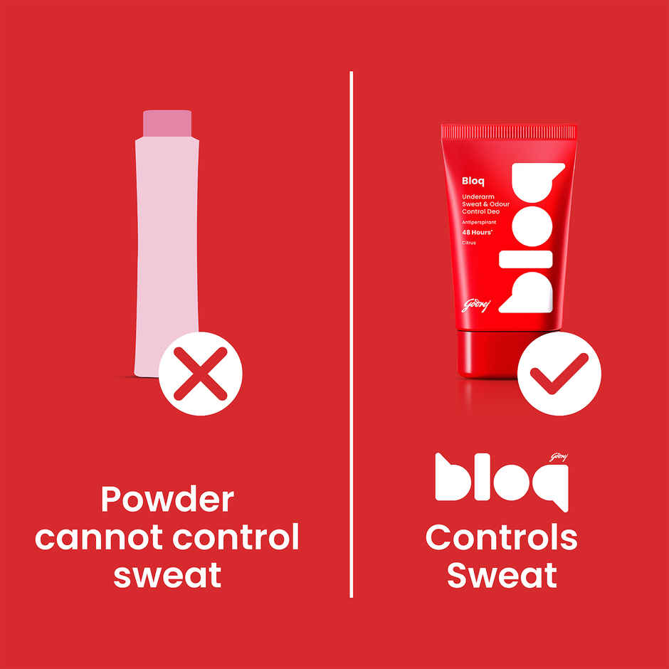 Godrej Bloq Underarm Sweat & Odour Control Deo Citrus | Antiperspirant Stick