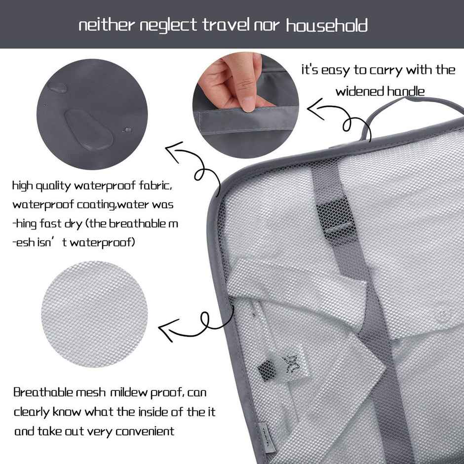 Lazer Polyester Travel Organizer Bag Set Grey