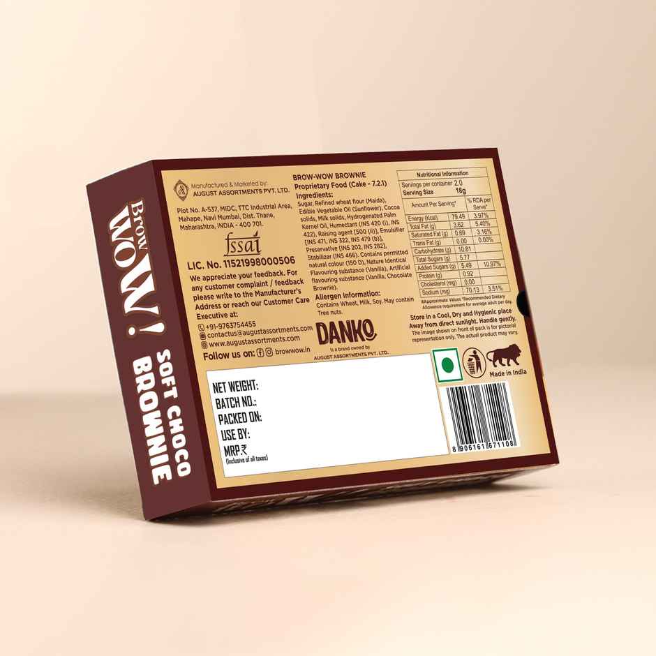 Danko Brow Wow Soft Choco Brownies 2 pieces Box