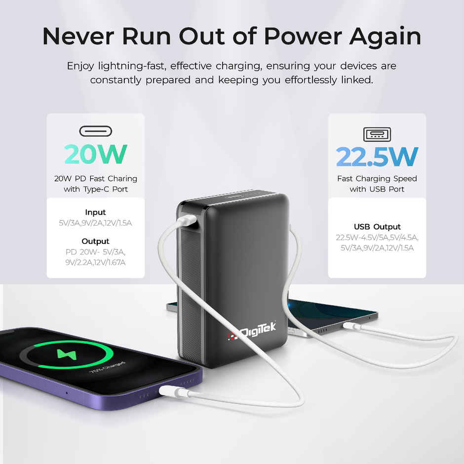 Digitek Power Bank (DPB 20000 PD QC) Black