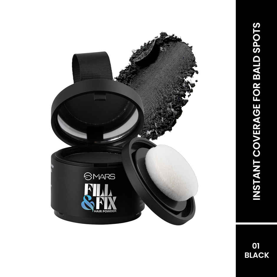 Mars Cosmetics Fill & Fix Hair Powder with Mirror & Puff | Black