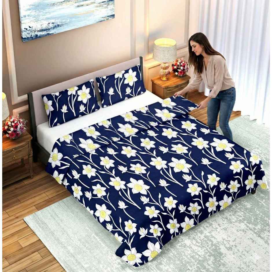 Dream Living Double Bedsheet Set | Navy 210 X 220 cm