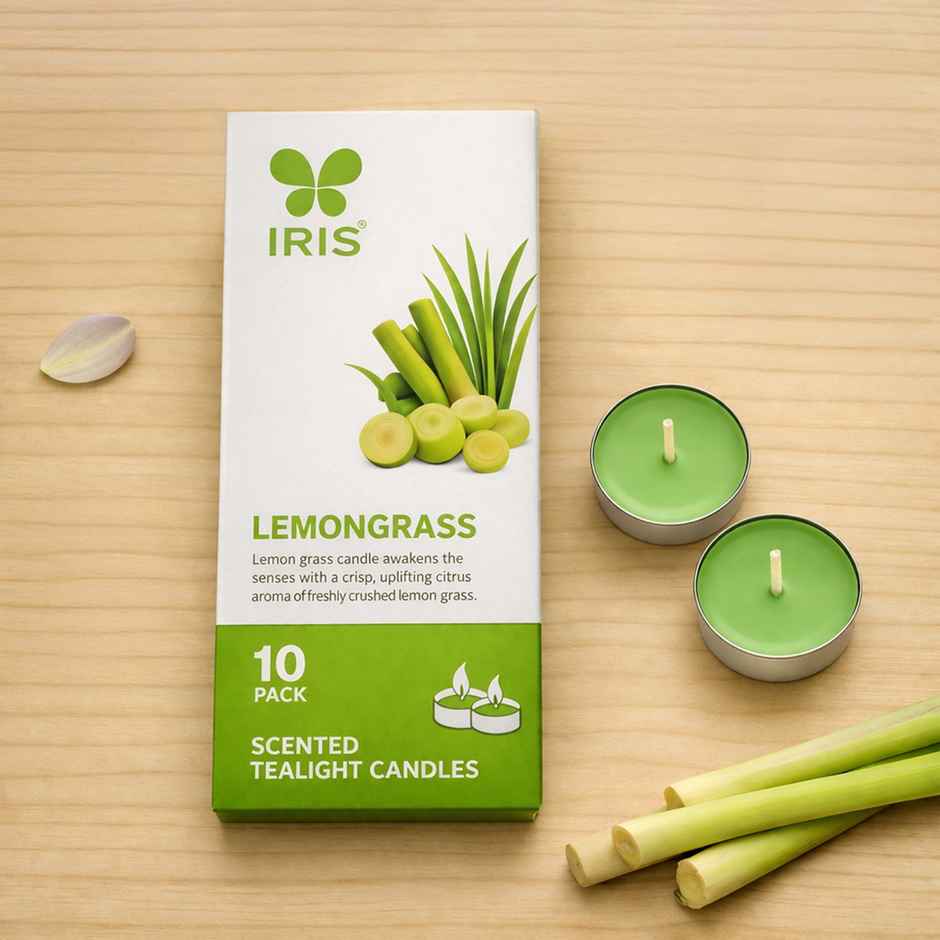 IRIS Lemongrass Scented Tealight Candles | Pack of 10