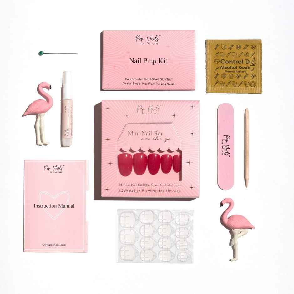 Pep Nails | Candy Pink | Hand Nails | Medium Round | Glossy Solid Press On Nails | 24 Tips