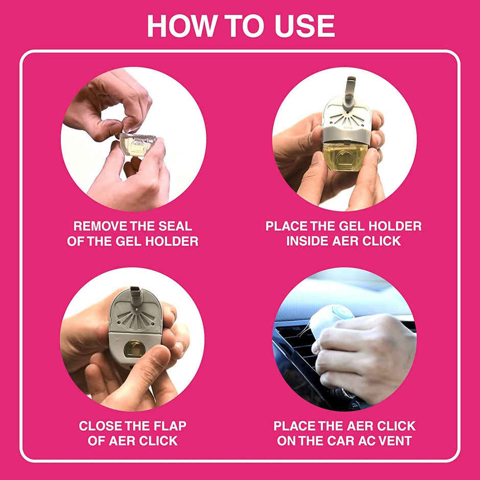 Godrej Aer Petal Crush Pink Click Gel Car Freshener Kit