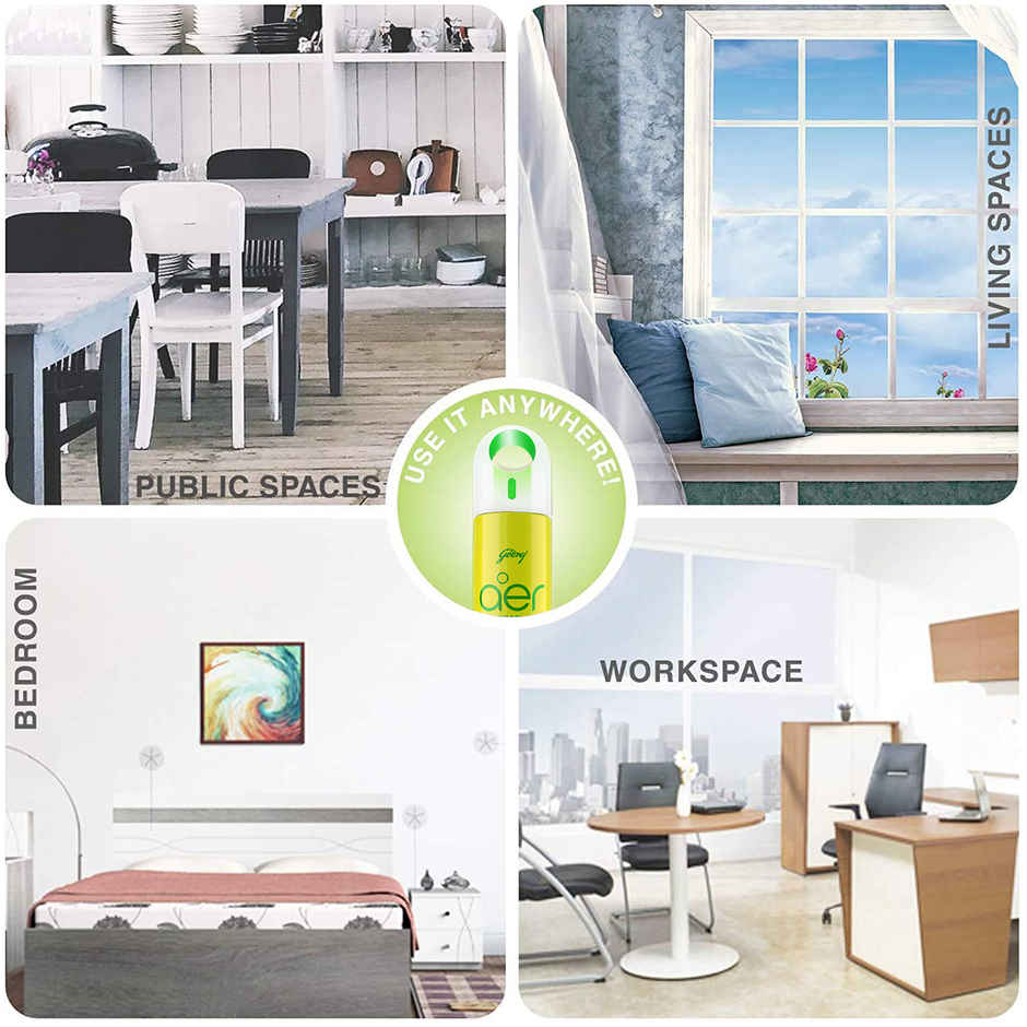 Godrej Aer Room Freshener Spray - Morning Misty Meadows(220ml) & Godrej Aer Room Freshener Spray - Fresh Lush Green(240ml) Combo