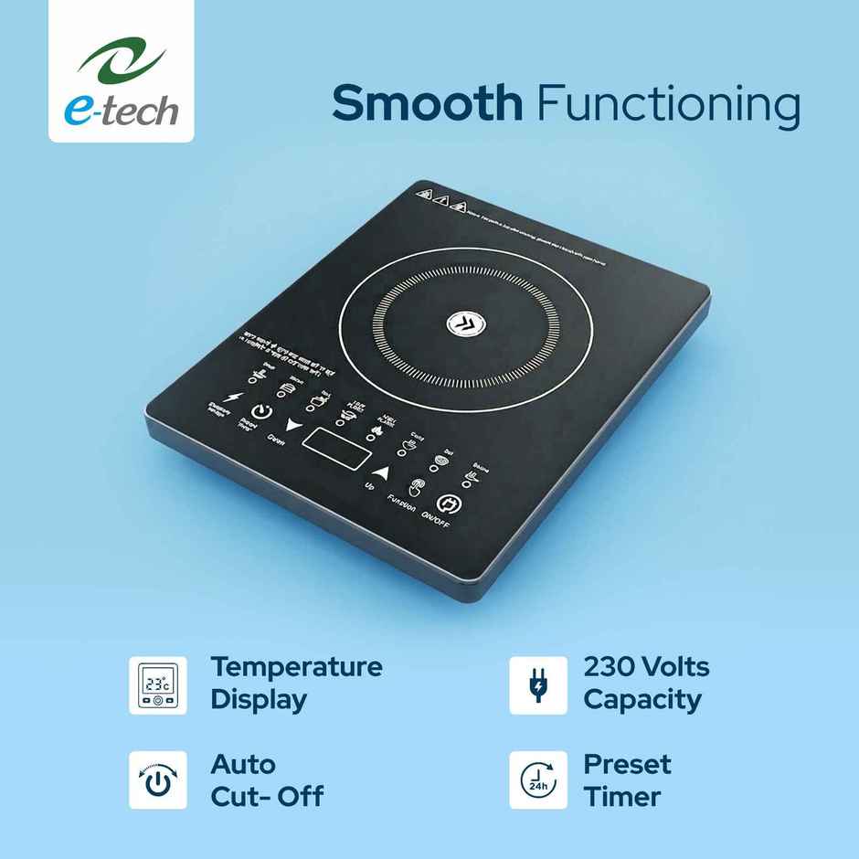 Etech TopChef 2000W Induction Cooktop with Touch Control | Overheat Protection & Multi Cook Options