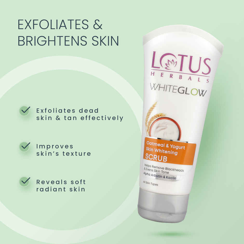 Lotus Herbals Whiteglow Oatmeal & Yogurt Skin Whitening & Brightening Scrub
