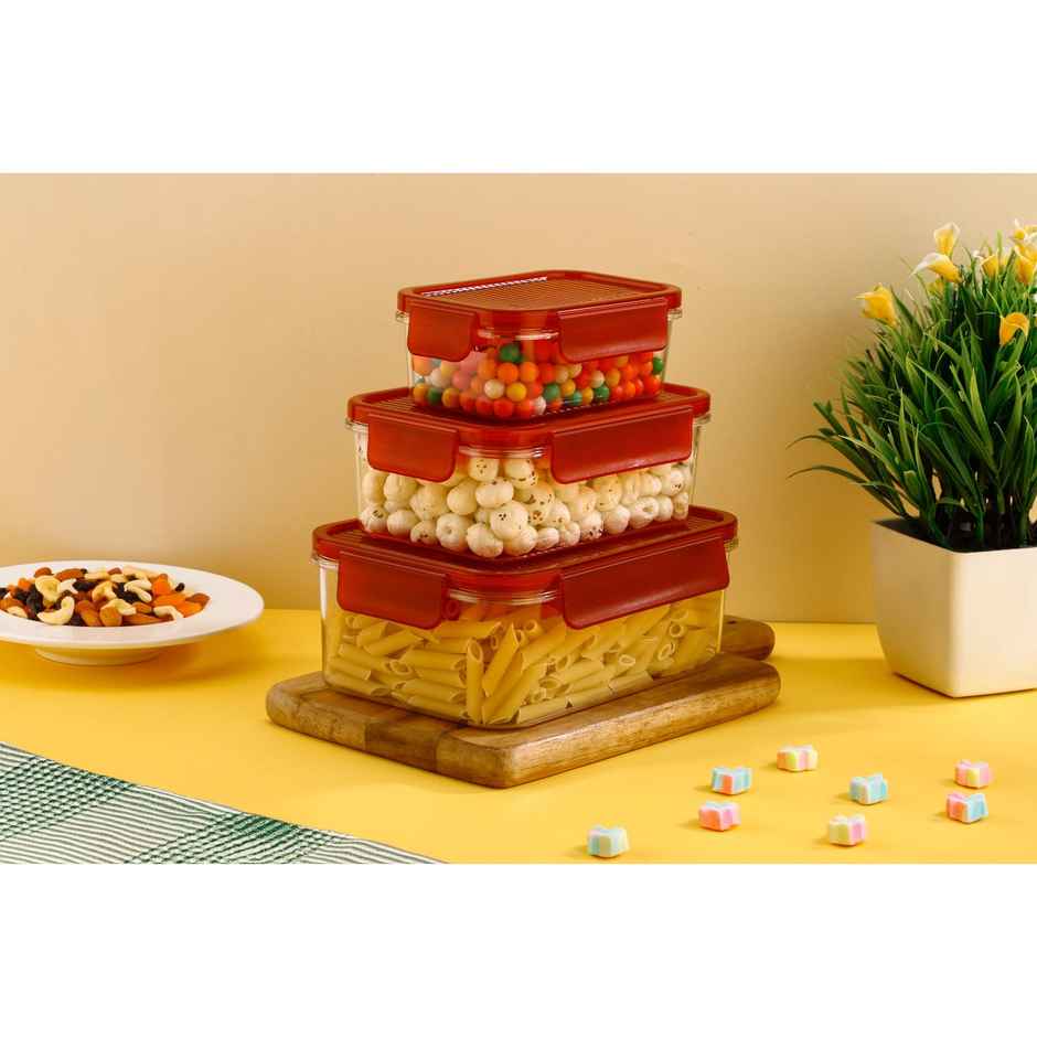 Ambition Easy Lock & Seal Container 3 Pcs Set | 400 ml-900 ml-1600 ml - Assorted