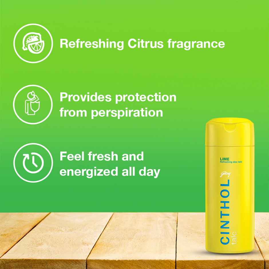 Cinthol Lime Talcum Powder Superior Germ Protection