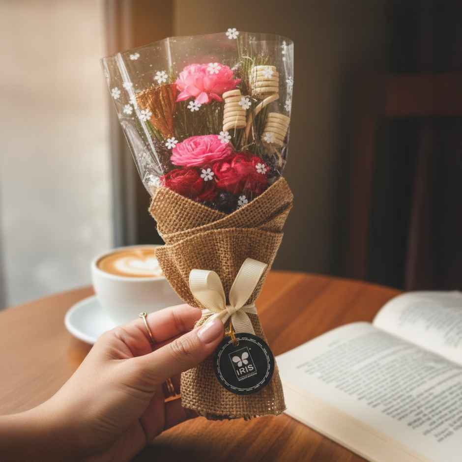 Rose Dry Flower Bouquet with Free Fragrance Spray | Ideal for Gifting | IRIS
