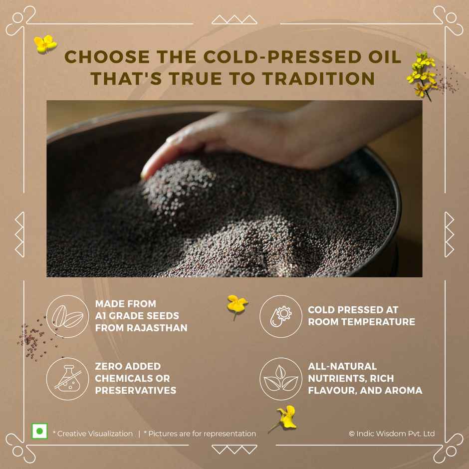 Indic Wisdom Cold Pressed Mustard Oil | Pure & Unrefined Sarson Oil