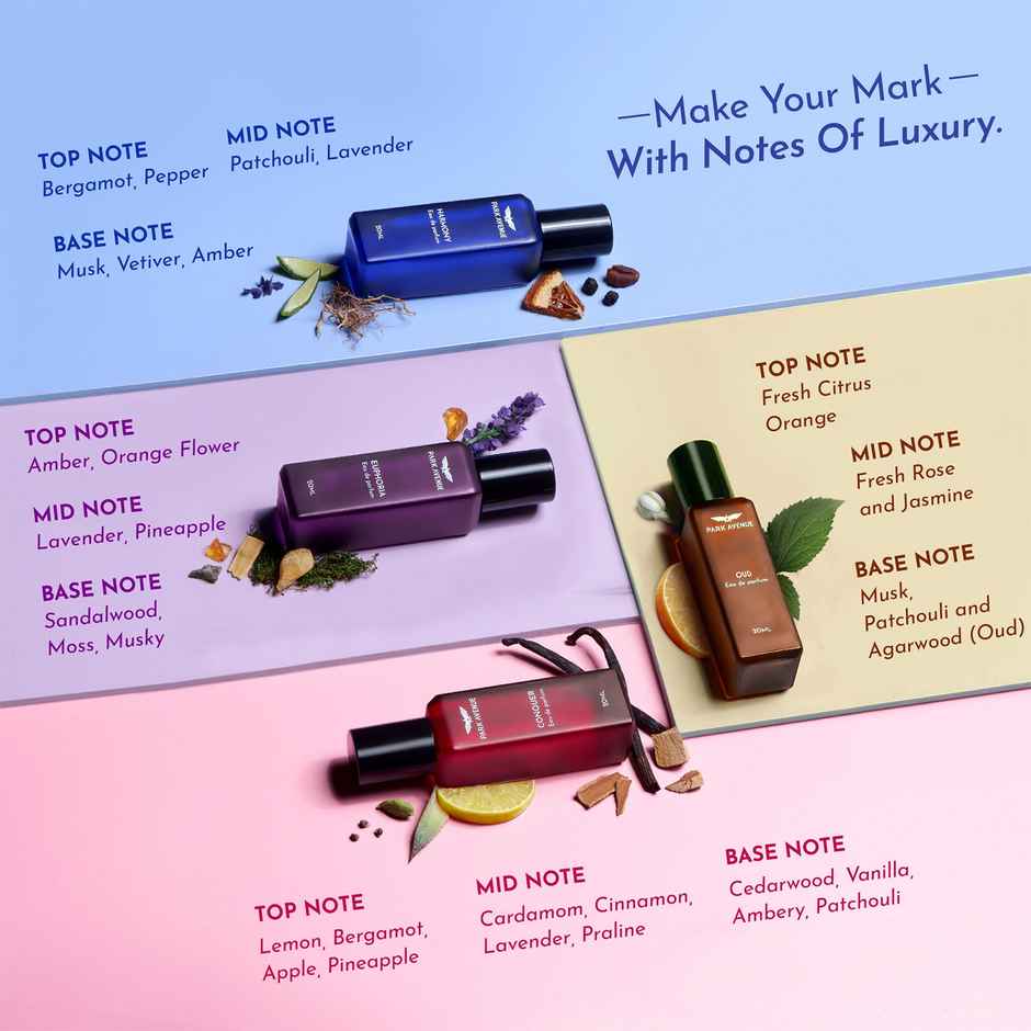 Park Avenue Luxury Perfume Gift Set For Men Euphoria Conquer Harmony & Oud Perfume